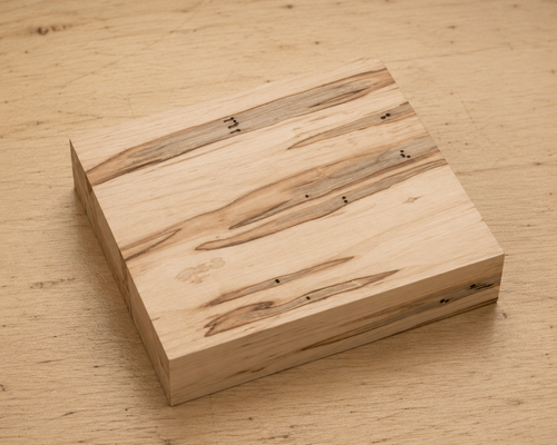 Ambrosia Maple turning blank, 5 x 5 x 15/16 inch kiln-dried hardwood block