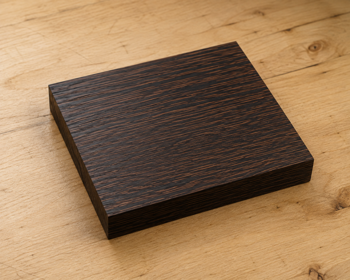 Wenge turning blank, 5 x 5 x 15/16 inch kiln-dried hardwood block