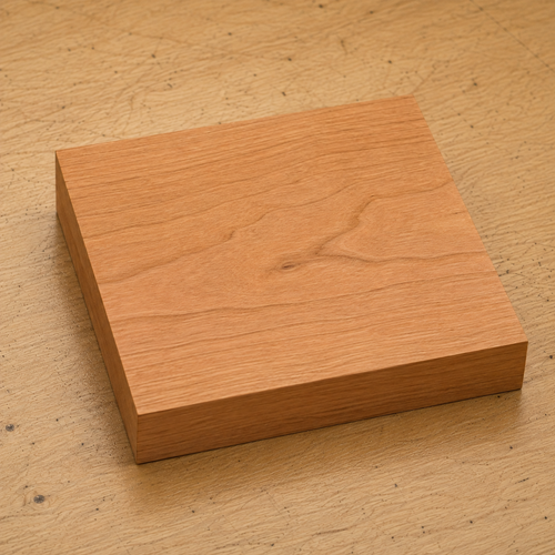 Cherry turning blank, 5 x 5 x 15/16 inch kiln-dried hardwood block