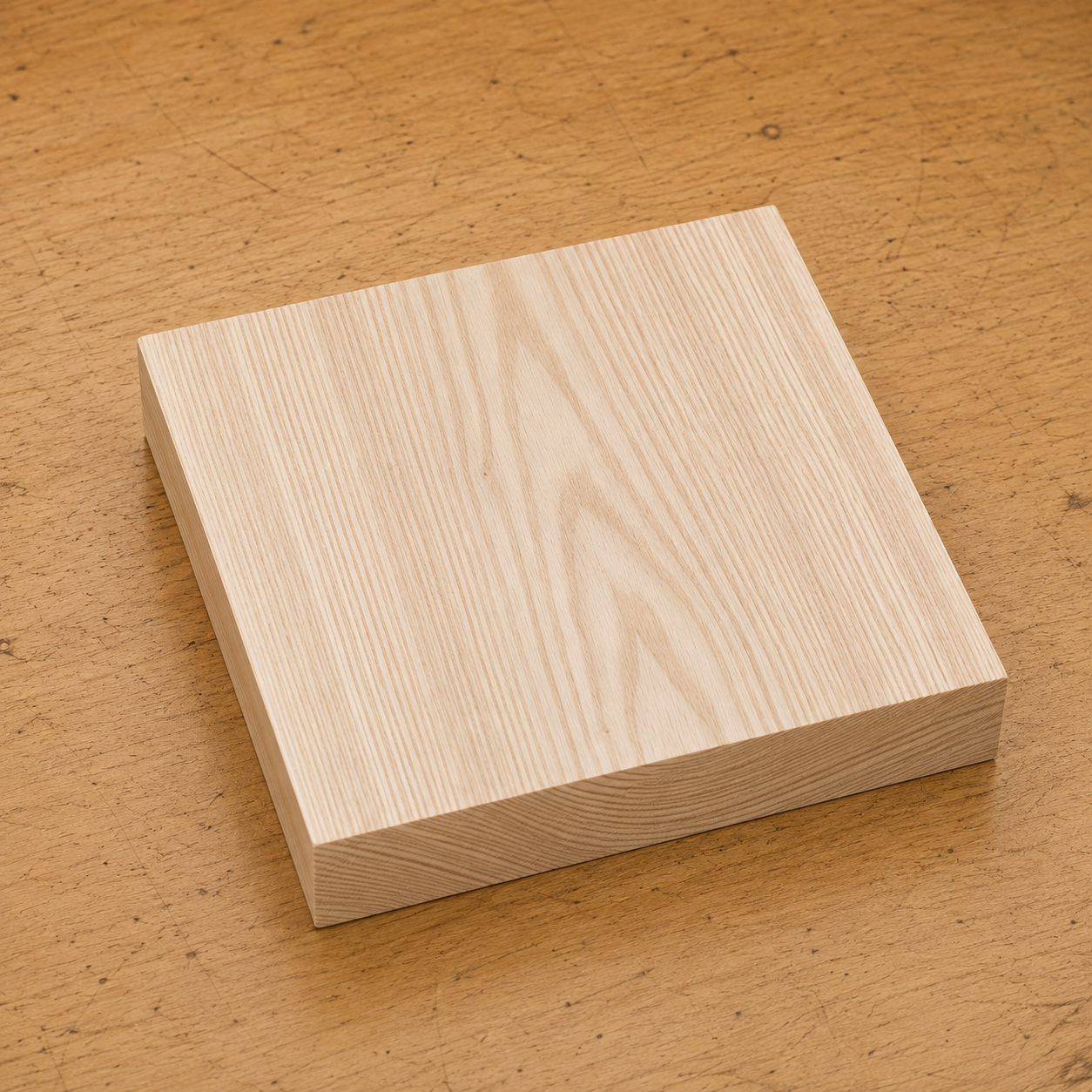 Ash turning blank, 5 x 5 x 15/16 inch kiln-dried hardwood block