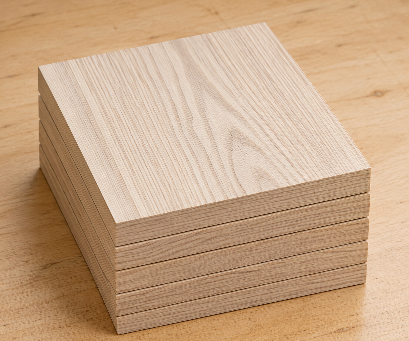 Ash turning blank showing wood grain detail, 5 x 5 x 15/16 inch