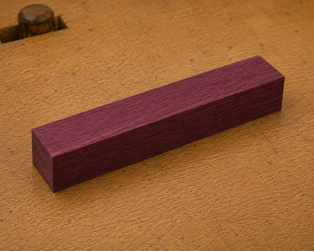 Purpleheart pen blank, 3/4 x 3/4 x 5 inch kiln-dried hardwood
