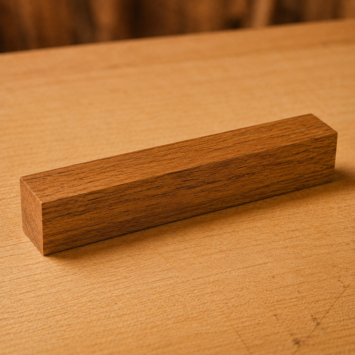 Teak pen blank, 3/4 x 3/4 x 5 inch kiln-dried hardwood